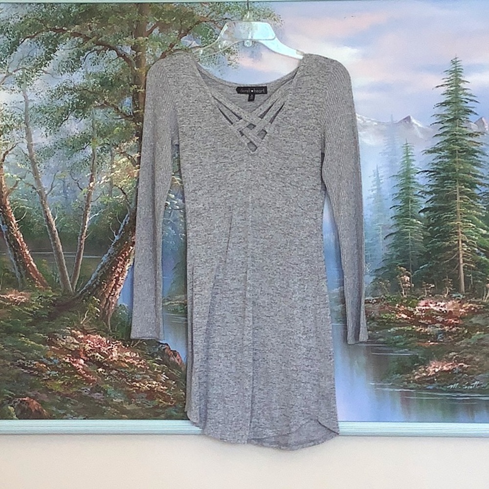 Long Sleeve Grey Sweater Mini Dress